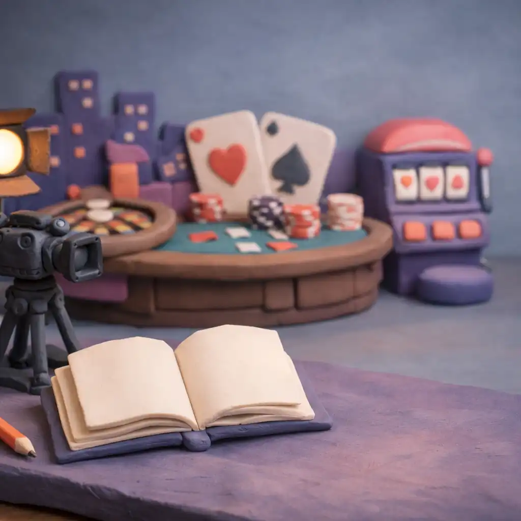 Miniaturowy plan filmowy z kamerą i reflektorem